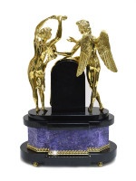 Часы каминные из чароита АМУР И ПСИХЕЯ AZR-3740255ct