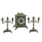 Часы каминные ЛАРЕЦ и 2 канделябра на 3 свечи, антик AL-82-108-A-ANT