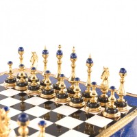 Шахматы и шашки подарочные из лазурита ЦАРСКИЕ AZY-121085