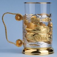 Подстаканник ТАНКИ (золочение, серебрение) 061.L1093G Подстаканник ТАНКИ (золочение, серебрение) 061.L1093G