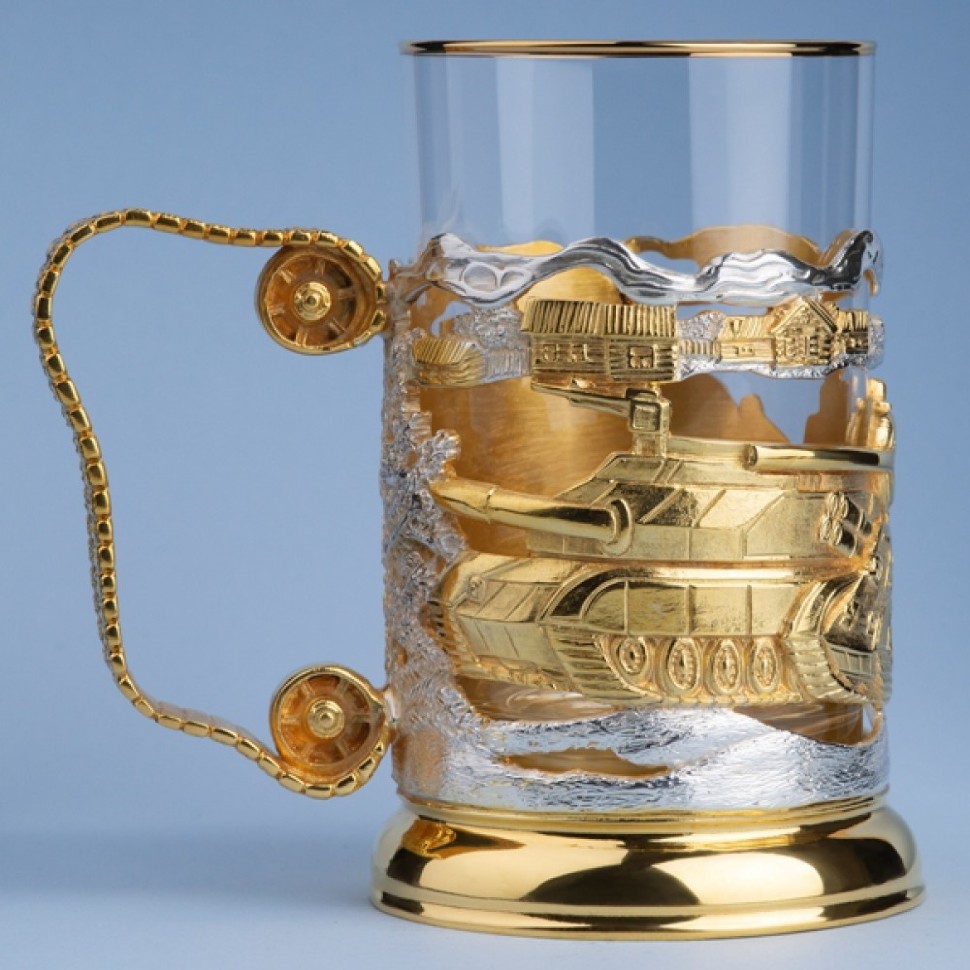 Подстаканник ТАНКИ (золочение, серебрение) 061.L1093G Подстаканник ТАНКИ (золочение, серебрение) 061.L1093G