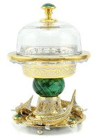 Икорница подарочная ТРИ ОСЕТРА на малахите 037rk3330321/1