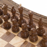 Шахматы резные восьмиугольные в ларце GD-kh163