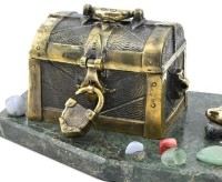 Статуэтка ГНОМ С СУНДУКОМ на подставке из змеевика 037rk.1350955