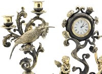 Часы с канделябрами из газганского мрамора КОЛИБРИ AZRK- 3721330st