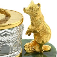 Медовница подарочная ИГРАЮЩИЕ МЕДВЕЖАТА на нефрите 037.rk0368