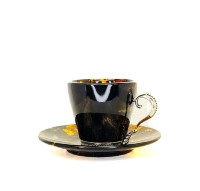 Кофейная чашка из янтаря с ложкой AZJ-3202/black