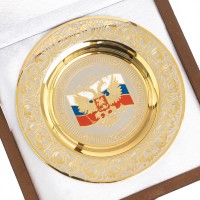 Тарелка с гравюрой ГЕРБ И ФЛАГ РФ AZY-123333