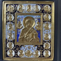 Книга подарочная СВЯТЫЕ ПОКРОВИТЕЛИ ЗЕМЛИ РУССКОЙ В МИНИАТЮРАХ ПАЛЕХА 013(л)
