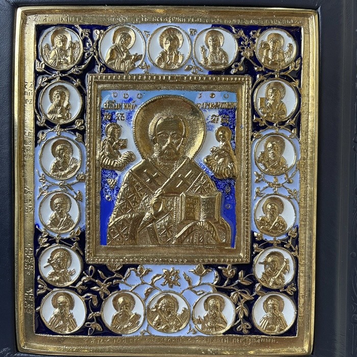 Книга подарочная СВЯТЫЕ ПОКРОВИТЕЛИ ЗЕМЛИ РУССКОЙ В МИНИАТЮРАХ ПАЛЕХА 013(л)