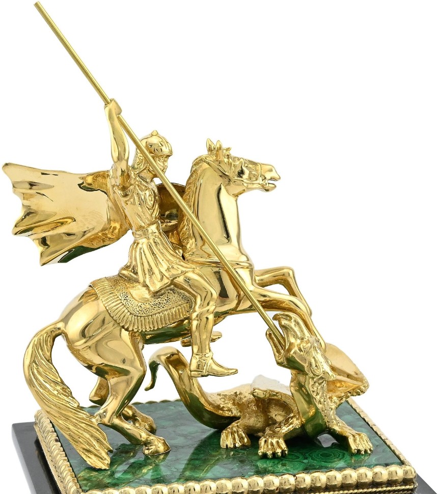 Часы каминные из малахита ГЕОРГИЙ ПОБЕДОНОСЕЦ 037rk.3200598
