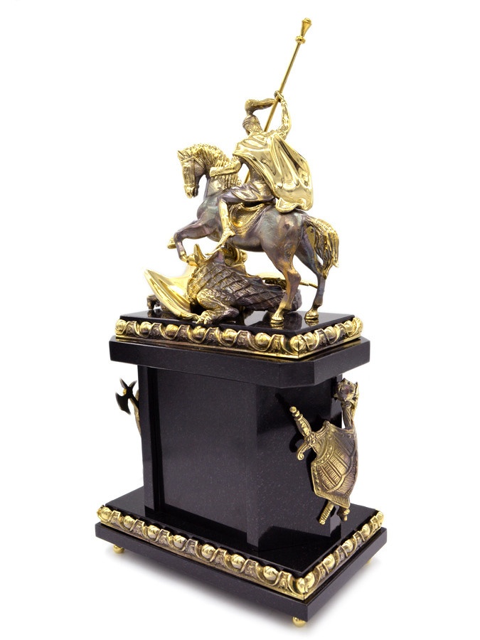 Часы каминные из лазурита ГЕОРГИЙ ПОБЕДОНОСЕЦ AZR-3740216ct