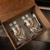 Набор из 2-х бокалов для виски РАК в деревянном футляре с костерами GP-1200081