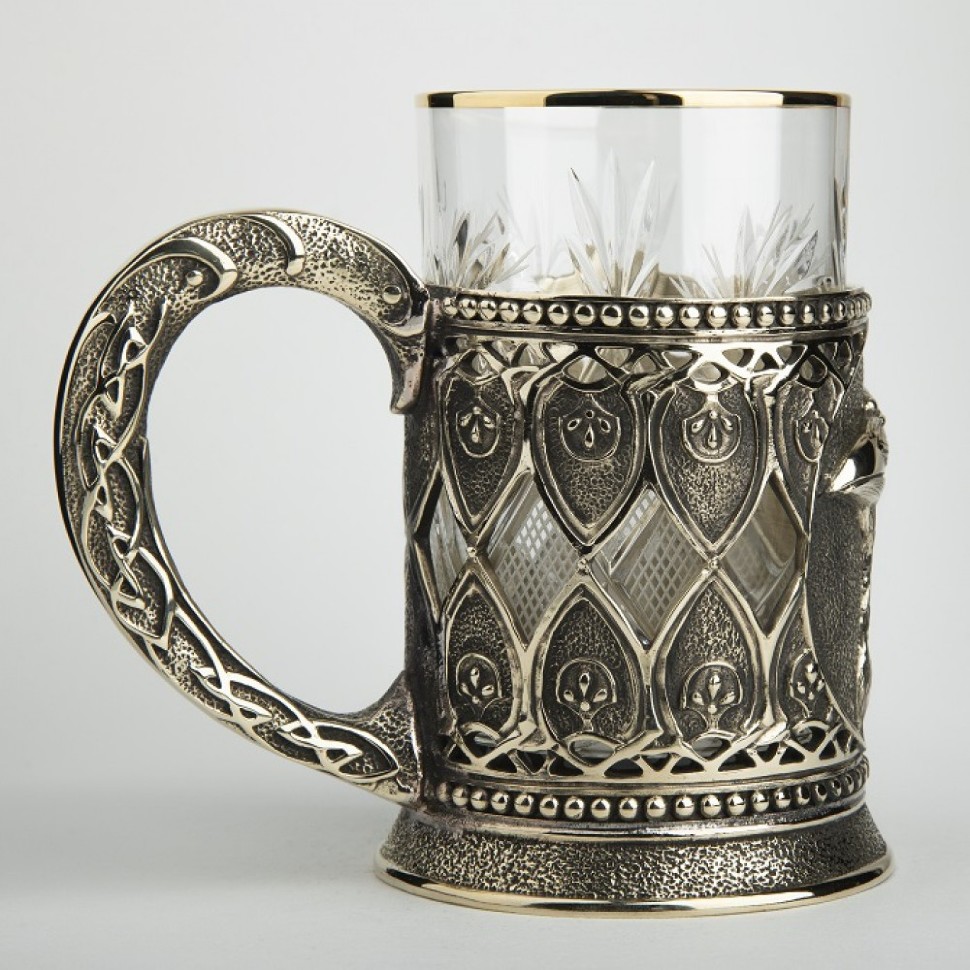 Подарочный набор подстаканник и ложечка ВОРОН 061.L9798
