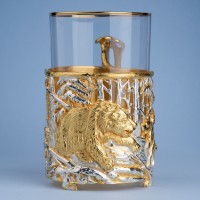 Подстаканник ОХОТА НА МЕДВЕДЯ (Золочение, серебрение) 061.L1066G