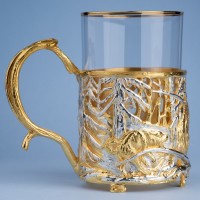 Подстаканник ОХОТА НА МЕДВЕДЯ (Золочение, серебрение) 061.L1066G