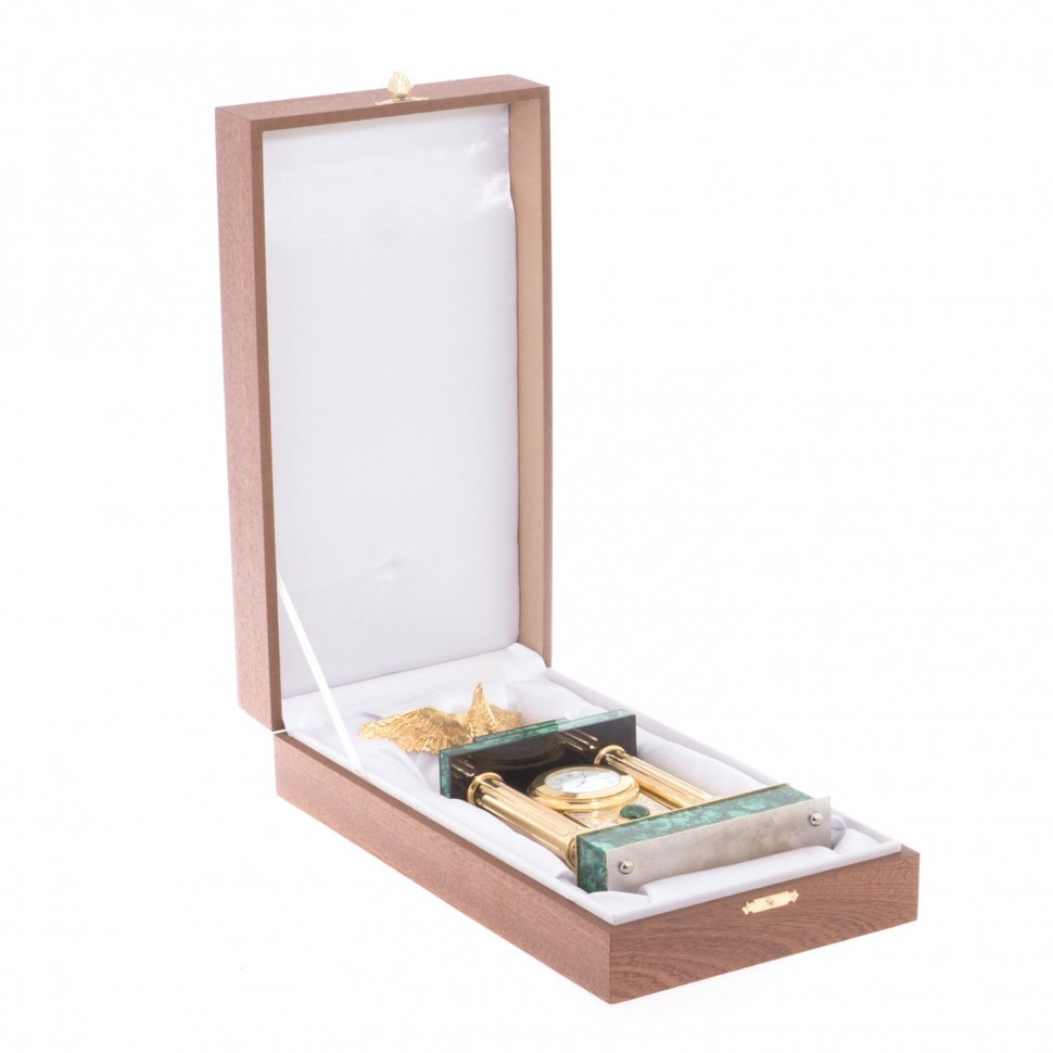 Часы каминные из малахита ОРЁЛ AZY-3590