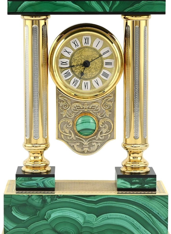 Часы каминные из малахита ОРЁЛ AZY-3590