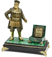 Композиция КУПЕЦ С СУНДУКОМ из бронзы на подставке из малахита 037rk.1350915