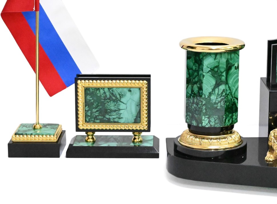 Настольный письменный набор из малахита КОНЬ AZRK-3330221