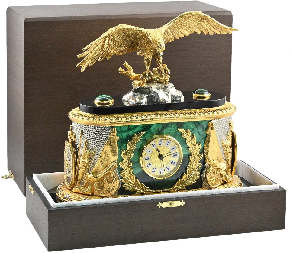 Часы каминные из малахита ОРЁЛ 0729797