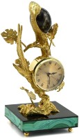 Часы из малахита интерьерные ДВА ПОПУГАЯ 037.rk3200549/2