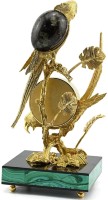 Часы из малахита интерьерные ДВА ПОПУГАЯ 037.rk3200549/2