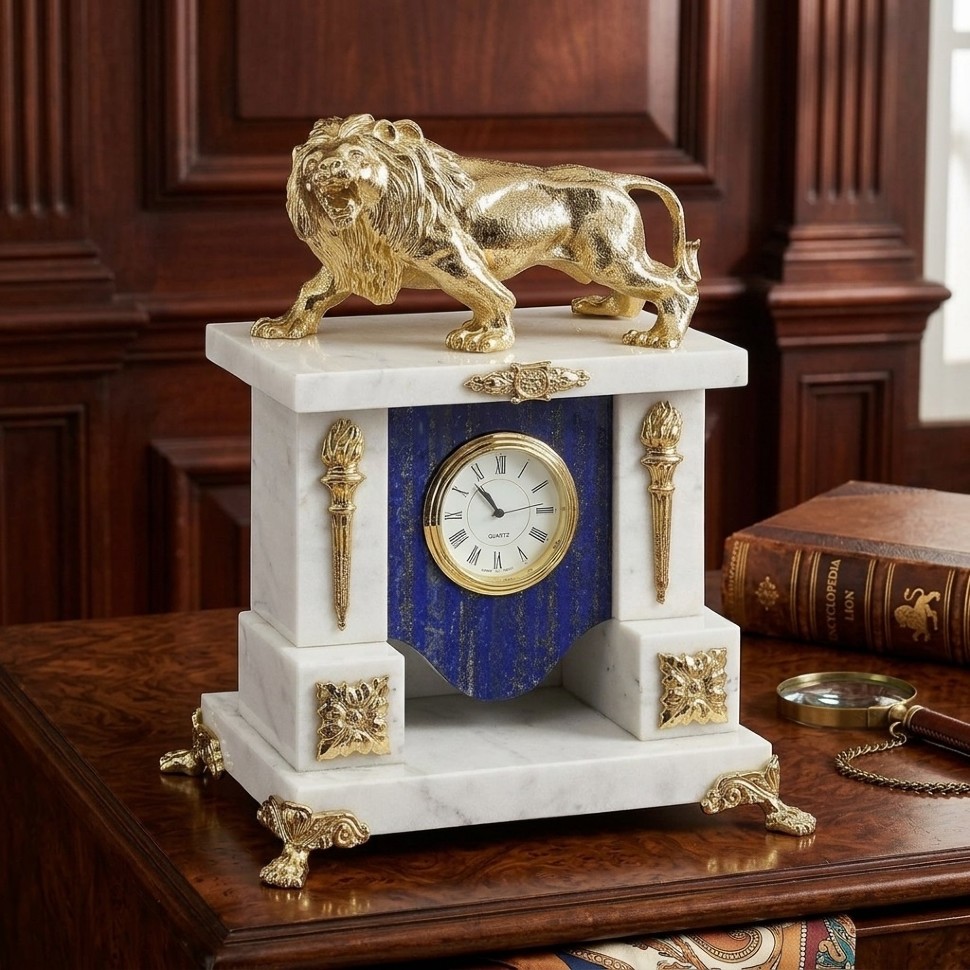 Часы каминные из мрамора и лазурита ЛЕВ 037rk.3740238 Часы каминные из мрамора и лазурита ЛЕВ 037rk.3740238