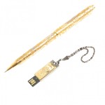 Подарочный набор Статус, флешка и ручка с гравюрой Златоуст AZY-122545