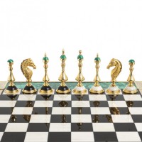 Шахматы и шашки подарочные из малахита ЦАРСКИЕ AZY-122843