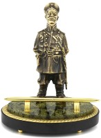Статуэтка из бронзы ГОРОДОВОЙ на подставке из змеевика 037.rk1350988