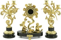 Часы каминные с канделябрами из змеевика КОЛИБРИ 037.rk7557/2