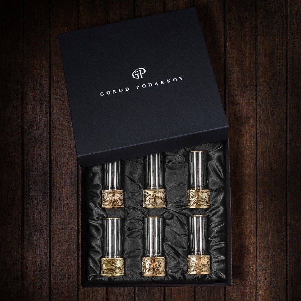 Подарочный набор стопок ТИГР, МЕДВЕДЬ, БУЙВОЛ (6 шт) GP-13000389