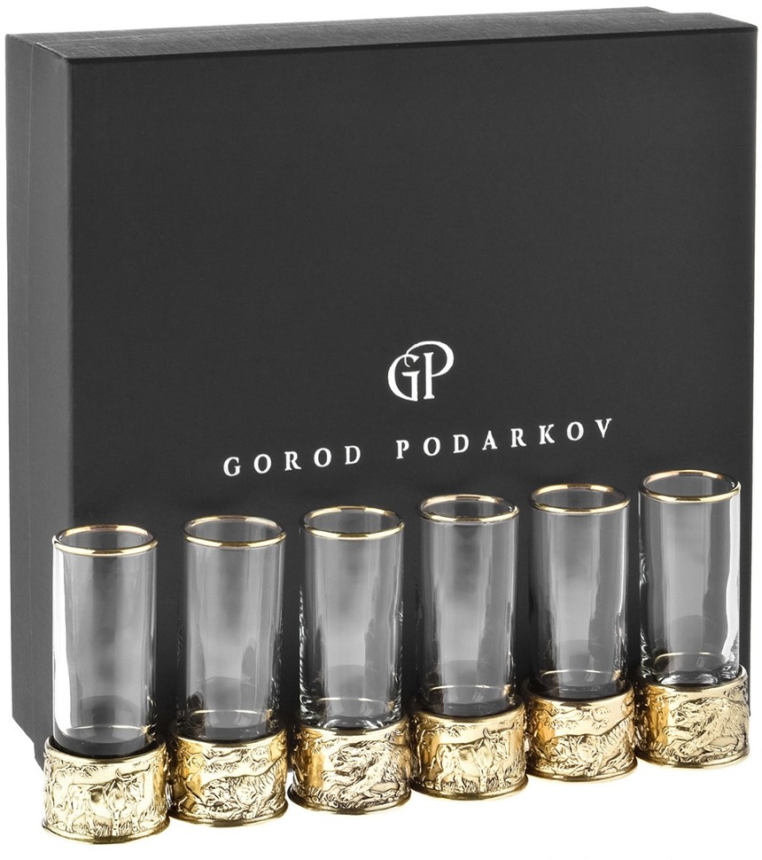 Подарочный набор стопок ТИГР, МЕДВЕДЬ, БУЙВОЛ (6 шт) GP-13000389