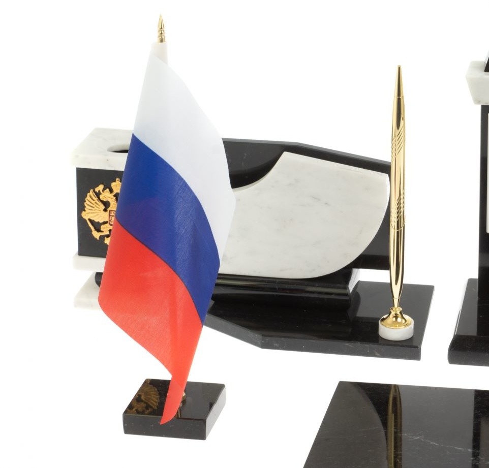 Настольный письменный набор из мрамора ГЕРБ РФ 072127527